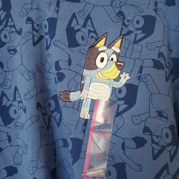 Bluey Embroidered Blue Graphic Sweatshirt NWT Size 2XL XXL - Picture 2 of 5